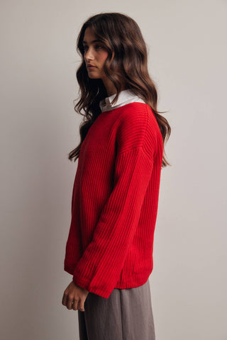 Reva Ribbed Knit Boat Neck Sweater