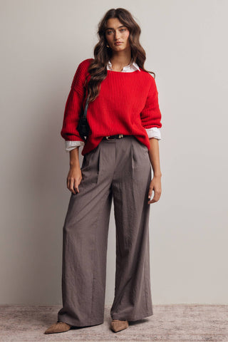 Reva Ribbed Knit Boat Neck Sweater