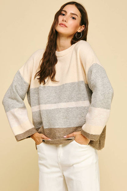 COLORBLOCK SOFT YARN SWEATER - 6296W