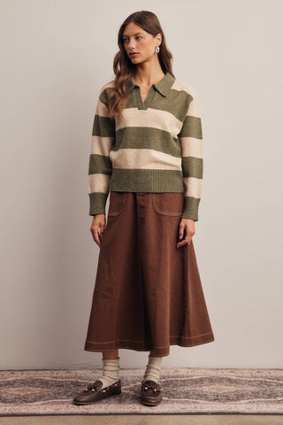 Seriously Striped Collared Knit Sweater