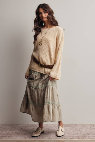 Reva Ribbed Knit Boat Neck Sweater