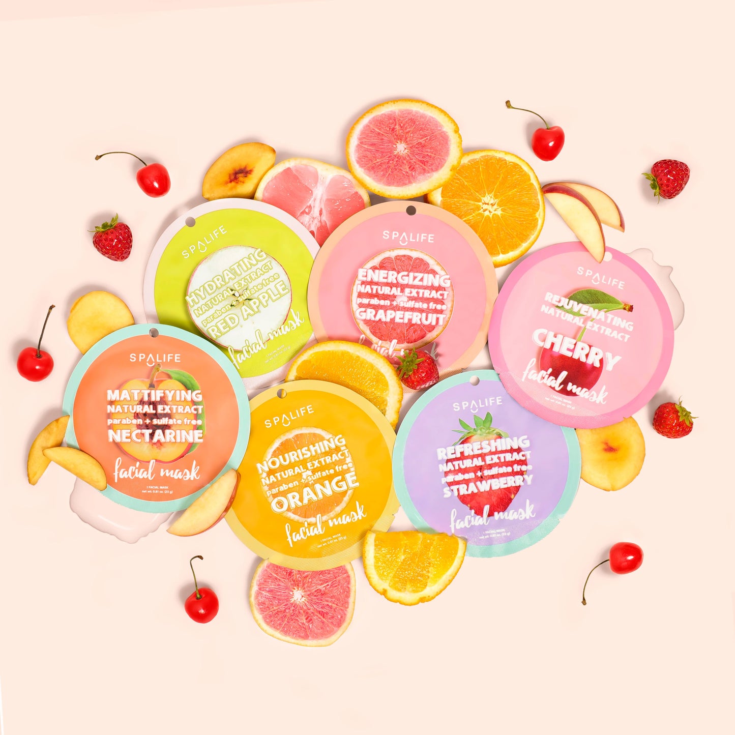 SpaLife Fruit Facial Sheet Masks 12 Pack - Skincare Set