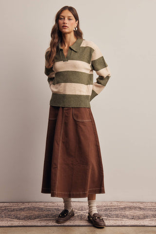 Seriously Striped Collared Knit Sweater