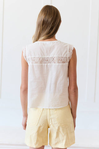 Lace Trim Tie-Front Top