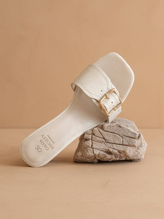 The Glendale White | Bamboo Buckle Sandal