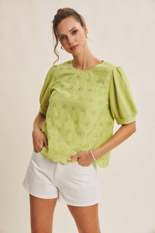 Joyful Terry Eyelet Blouse