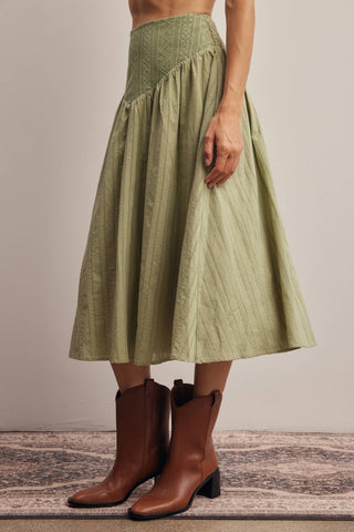 Sage Lily Textured Midi Skirt