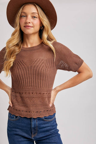 Mocha latte knit top