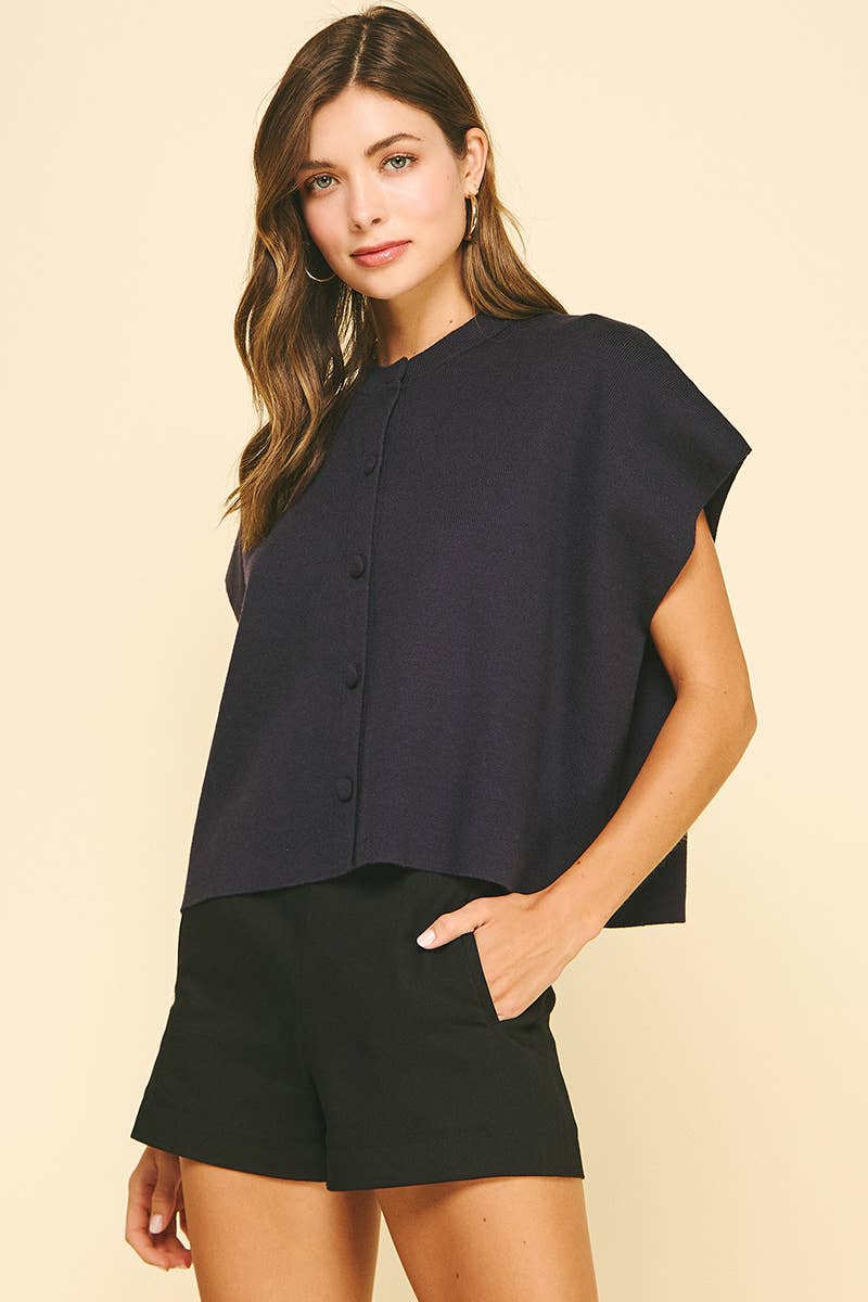 Laura Button Down Cap Sweater