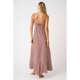 STRIPED SLEEVELESS BACK CUTOUT SUMMER MAXI DRESS