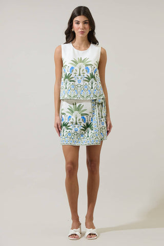 Senara Floral Levie Wrap Mini Skort