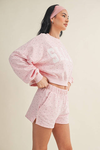 Salty Ditsy Print Crewneck Crop Sweatshirt