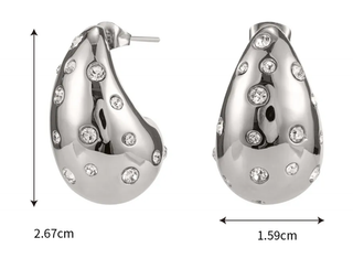 Icon Tear Drop-Stainless Steel and CZ