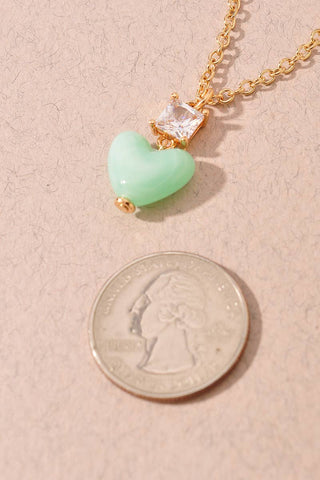 HEART STONE PENDANT NECKLACE