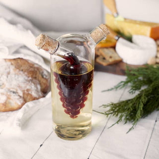 2-in-1 Glass Oil & Vinegar Cruet Bottle w/ Cork Stoppers