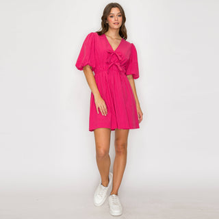 Strawberry Stripe V-neck Mini Dress