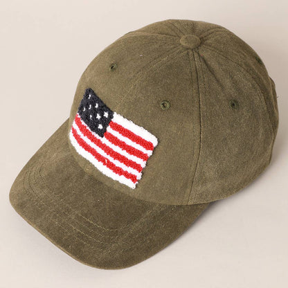 American Flag Chenille Patch Baseball Cap