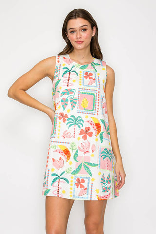Tropical Vibes Mini Shift Dress