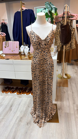 Leopard Pleated Maxi Dress