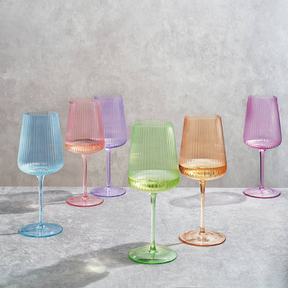 Ripple Bright Colored Wine Glasses - Set of 6 - 19oz