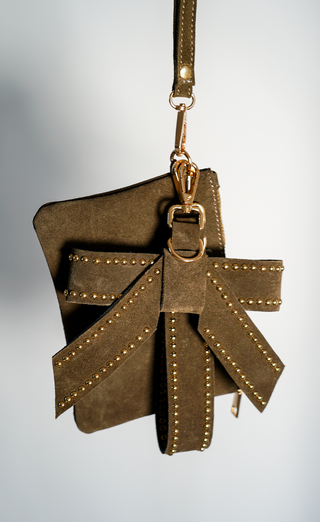 Suede Wristlet with Removable Bow Charm | 2-Piece Gift Set