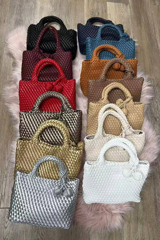 Daya Mini Woven Tote Bag w/ Bag Charm