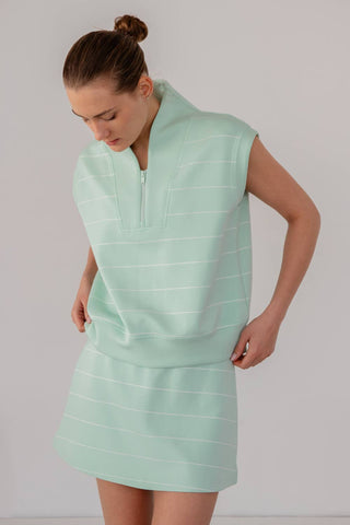 Modal Scuba Stripe Sleeveless Quarter Zip