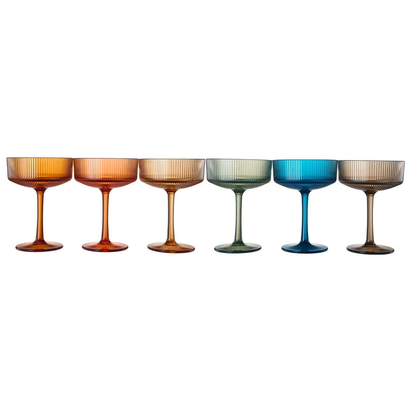 Acrylic Unbreakable Ribbed Coupe Glasses | 7 oz | Set of 6