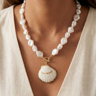 Metallic Accent Sea Shell Necklace