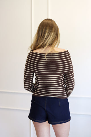 Off Shoulder Striped Sweater