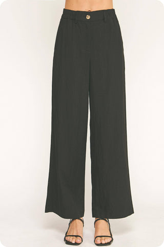 Elastic Waist Straight Leg Tencel Pants