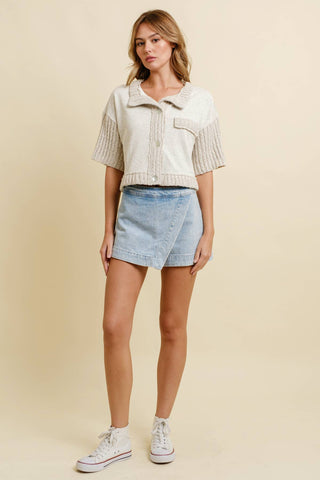 HAILEE ZIP UP DENIM WRAP SKORT