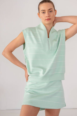 Modal Scuba Stripe Sleeveless Quarter Zip