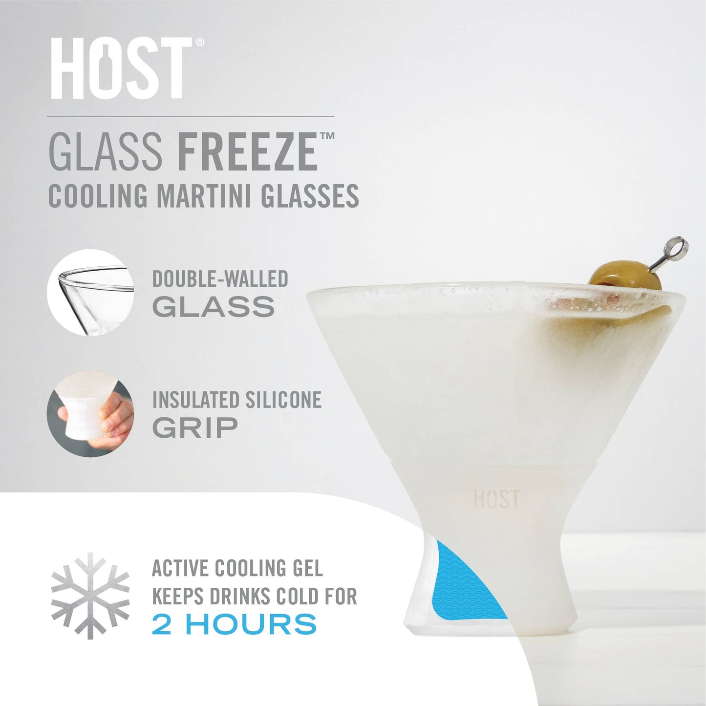 Glass FREEZE™ Insulated Cooling Martini Glasses - Set of 2