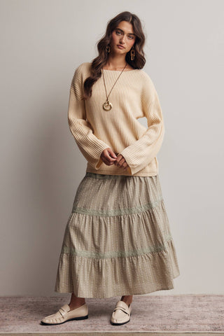 Reva Ribbed Knit Boat Neck Sweater