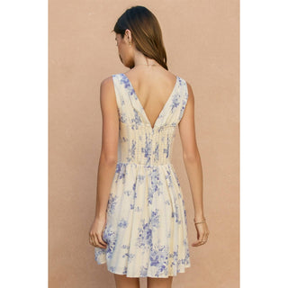 Floral Stripe Plunging Corset Mini Dress