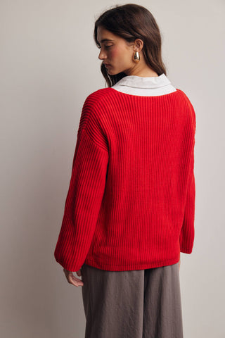 Reva Ribbed Knit Boat Neck Sweater