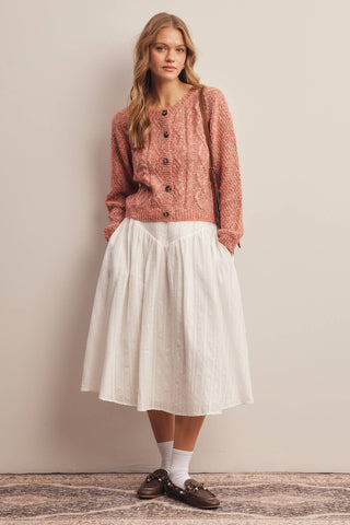 Sage Lily Textured Midi Skirt