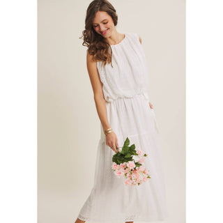 EYELET BUBBLE TOP AND MIDI SKIRT SET