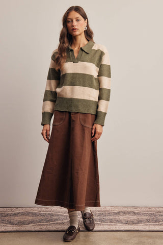 Seriously Striped Collared Knit Sweater