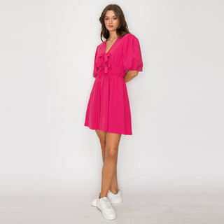 Strawberry Stripe V-neck Mini Dress