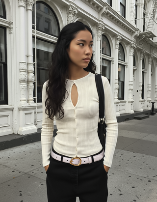 Asymmetrical Buckle Napa Leather Belt｜Everyday Essential