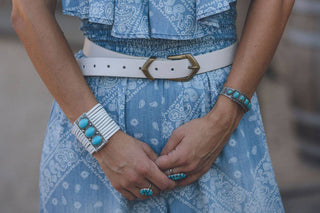 Angular Chevron Buckle Leather Belt
