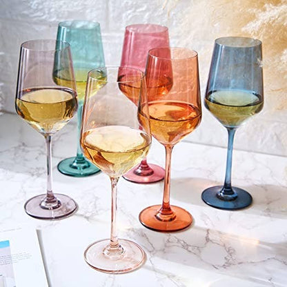 Pastel Luxury Colored Crystal Wine Glass Set of 6