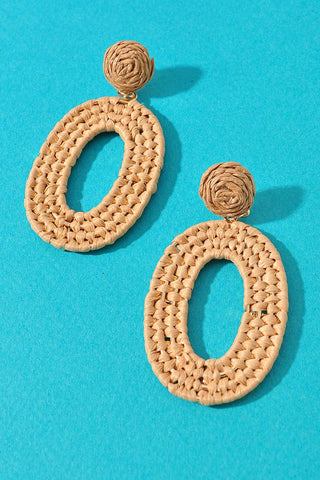 Raffia Braided Oval Earrings