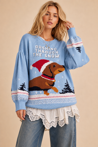 "Dachshing Through The Snow" Holiday Knit Sweater