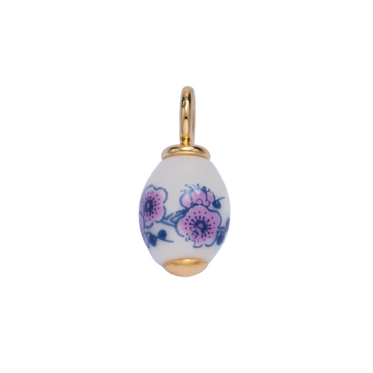 Pink Daisy Oval Ceramic Charm