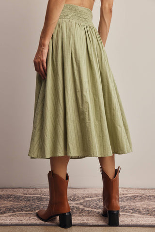 Sage Lily Textured Midi Skirt