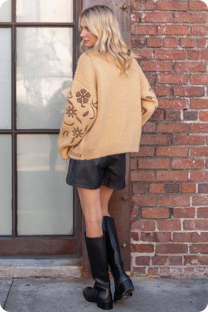 Floral Embroidered Knit Cardigan