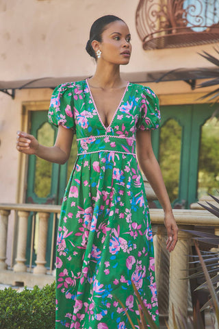 Jaylene Pleated Maxi Dress Floral